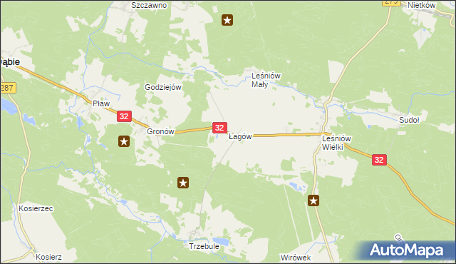 mapa Łagów gmina Dąbie, Łagów gmina Dąbie na mapie Targeo