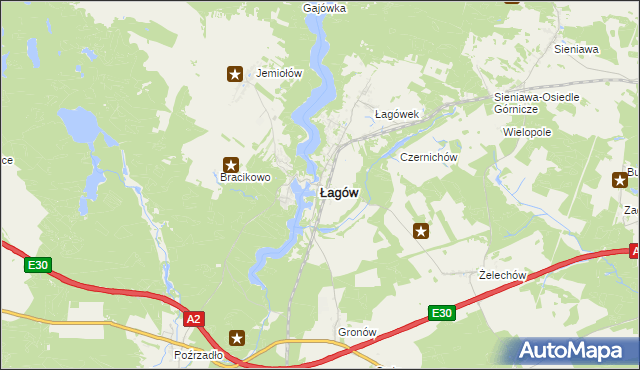 mapa Łagów powiat świebodziński, Łagów powiat świebodziński na mapie Targeo