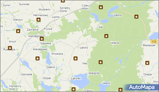 mapa Łąkorz, Łąkorz na mapie Targeo