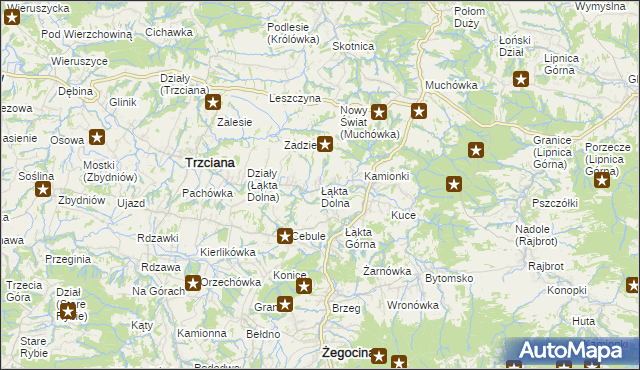 mapa Łąkta Dolna, Łąkta Dolna na mapie Targeo