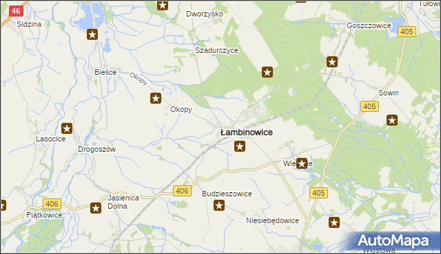 mapa Łambinowice, Łambinowice na mapie Targeo