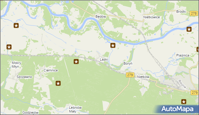 mapa Laski gmina Czerwieńsk, Laski gmina Czerwieńsk na mapie Targeo