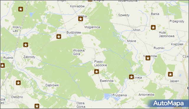 mapa Lasocin gmina Łopuszno, Lasocin gmina Łopuszno na mapie Targeo