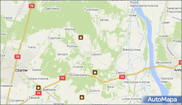 mapa Lasocin gmina Ożarów, Lasocin gmina Ożarów na mapie Targeo