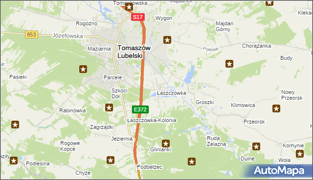 mapa Łaszczówka, Łaszczówka na mapie Targeo