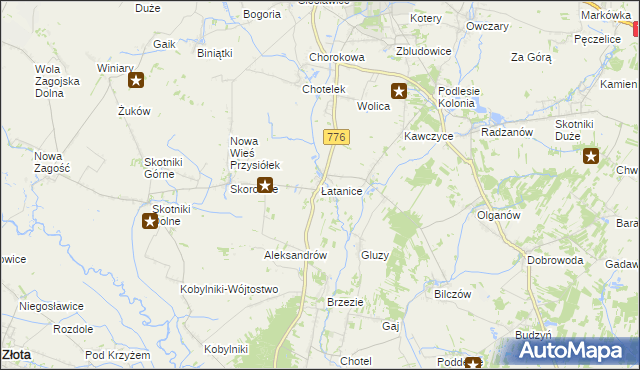 mapa Łatanice, Łatanice na mapie Targeo