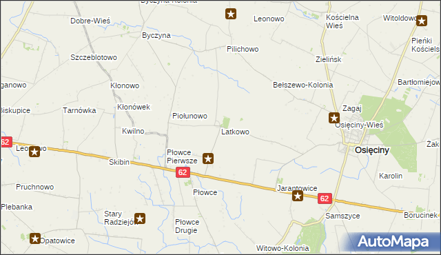 mapa Latkowo gmina Osięciny, Latkowo gmina Osięciny na mapie Targeo