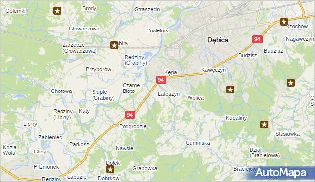 mapa Latoszyn, Latoszyn na mapie Targeo