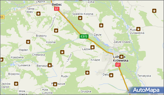 mapa Łazowa, Łazowa na mapie Targeo