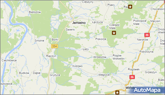 mapa Łazy gmina Wińsko, Łazy gmina Wińsko na mapie Targeo