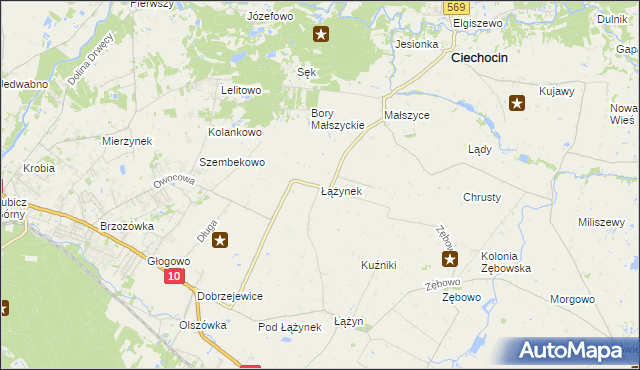 mapa Łążynek, Łążynek na mapie Targeo
