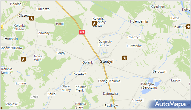 mapa Lebiedzie gmina Sterdyń, Lebiedzie gmina Sterdyń na mapie Targeo