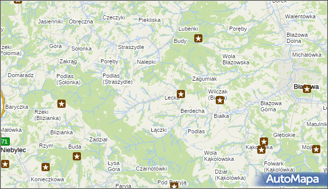 mapa Lecka, Lecka na mapie Targeo