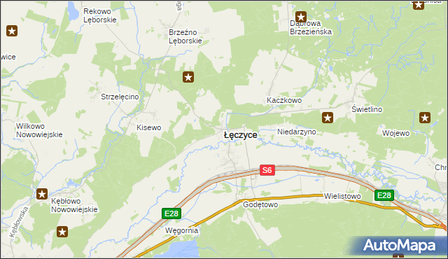 mapa Łęczyce powiat wejherowski, Łęczyce powiat wejherowski na mapie Targeo