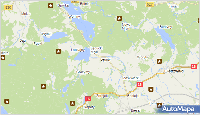 mapa Łęguty, Łęguty na mapie Targeo