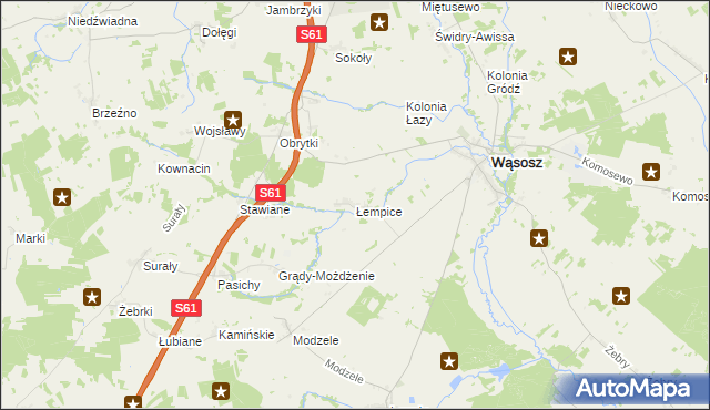 mapa Łempice gmina Wąsosz, Łempice gmina Wąsosz na mapie Targeo