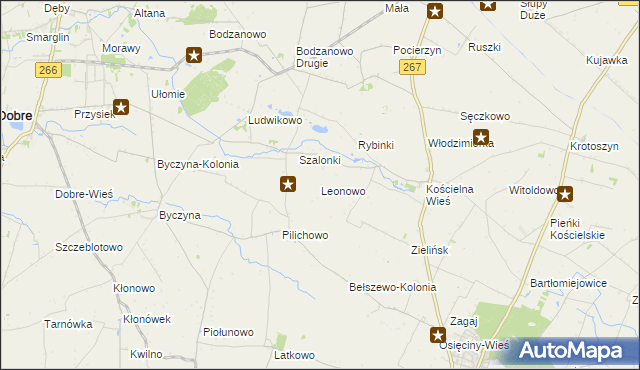 mapa Leonowo gmina Osięciny, Leonowo gmina Osięciny na mapie Targeo
