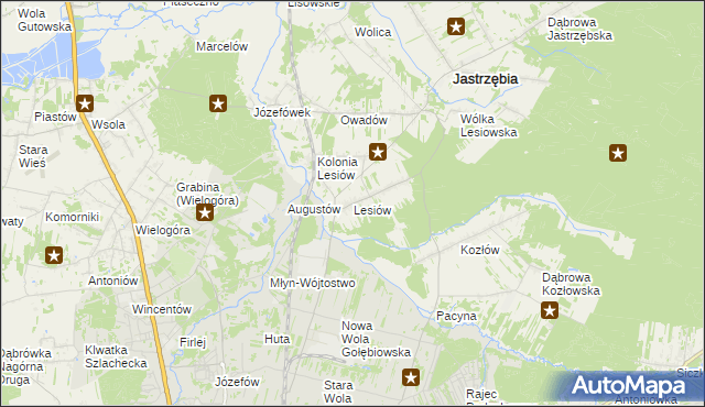 mapa Lesiów, Lesiów na mapie Targeo