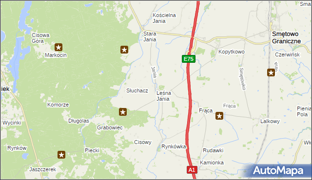 mapa Leśna Jania, Leśna Jania na mapie Targeo