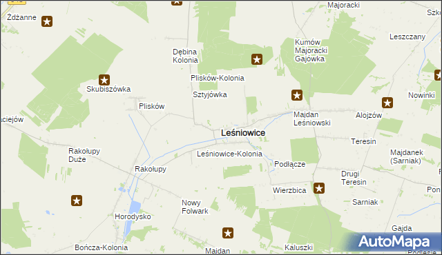 mapa Leśniowice, Leśniowice na mapie Targeo