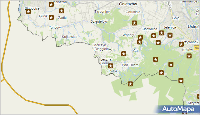 mapa Leszna Górna, Leszna Górna na mapie Targeo