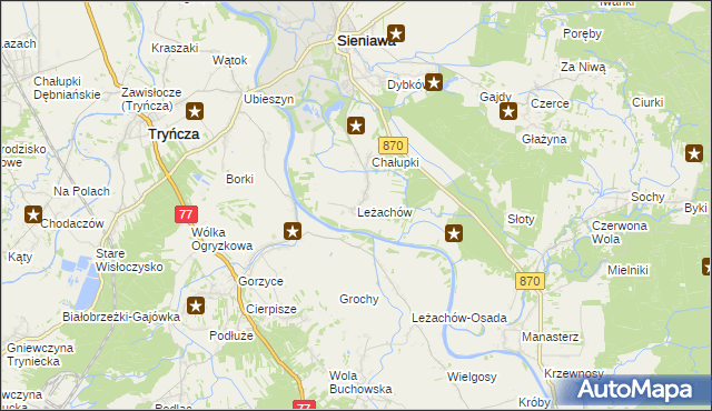 mapa Leżachów, Leżachów na mapie Targeo