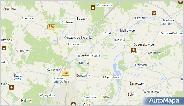 mapa Libiszów gmina Opoczno, Libiszów gmina Opoczno na mapie Targeo