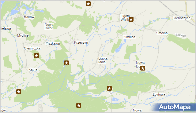 mapa Ligota Mała gmina Oleśnica, Ligota Mała gmina Oleśnica na mapie Targeo