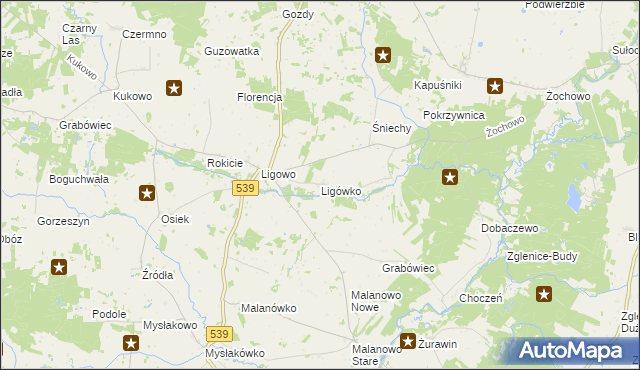 mapa Ligówko, Ligówko na mapie Targeo