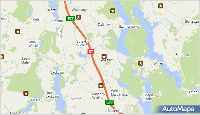 mapa Liksajny, Liksajny na mapie Targeo