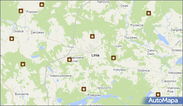 mapa Linia powiat wejherowski, Linia powiat wejherowski na mapie Targeo