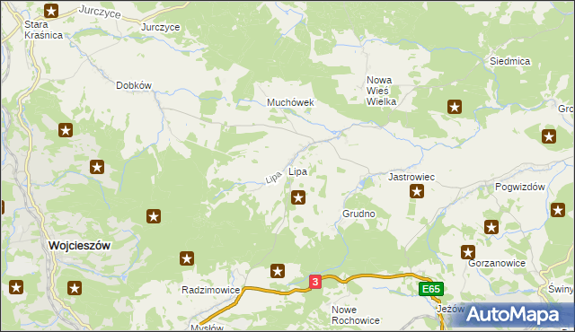 mapa Lipa gmina Bolków, Lipa gmina Bolków na mapie Targeo