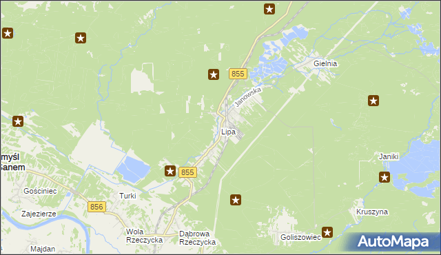 mapa Lipa gmina Zaklików, Lipa gmina Zaklików na mapie Targeo