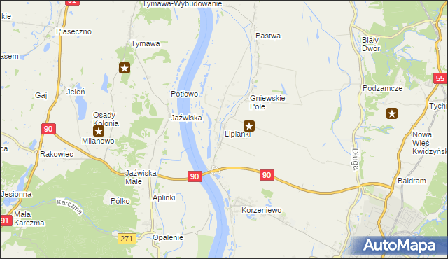 mapa Lipianki gmina Kwidzyn, Lipianki gmina Kwidzyn na mapie Targeo