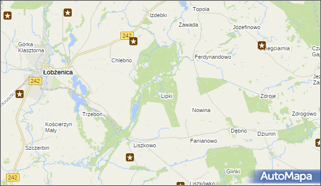 mapa Lipki gmina Łobżenica, Lipki gmina Łobżenica na mapie Targeo