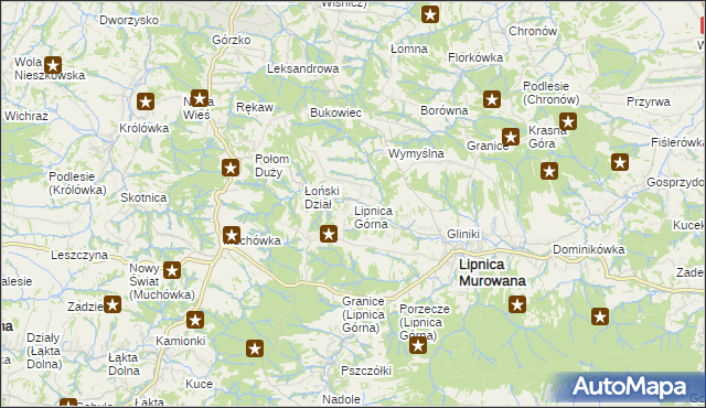 mapa Lipnica Górna gmina Lipnica Murowana, Lipnica Górna gmina Lipnica Murowana na mapie Targeo