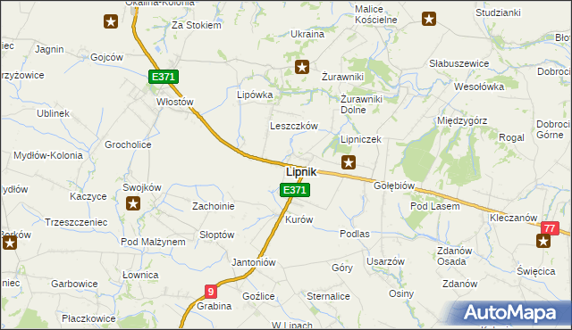 mapa Lipnik powiat opatowski, Lipnik powiat opatowski na mapie Targeo