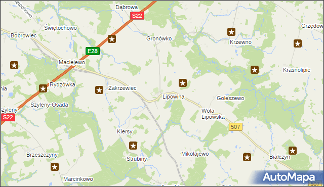 mapa Lipowina, Lipowina na mapie Targeo