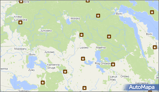 mapa Lipowo gmina Kruklanki, Lipowo gmina Kruklanki na mapie Targeo