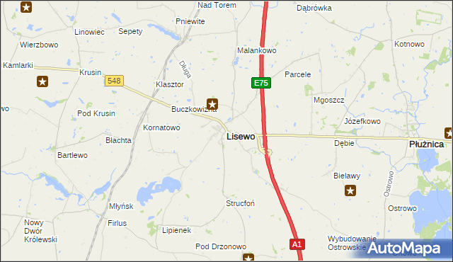 mapa Lisewo powiat chełmiński, Lisewo powiat chełmiński na mapie Targeo