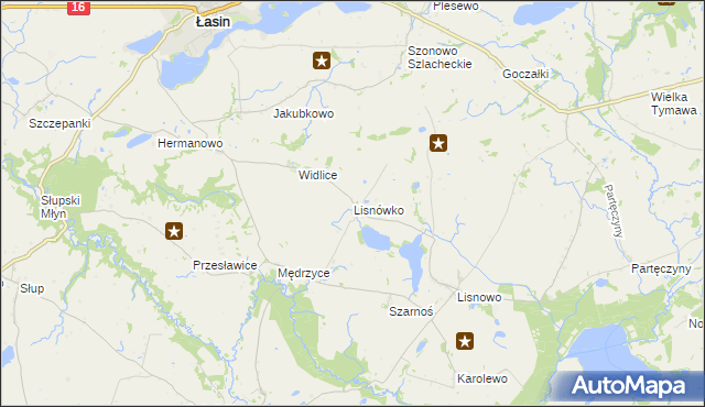 mapa Lisnówko, Lisnówko na mapie Targeo