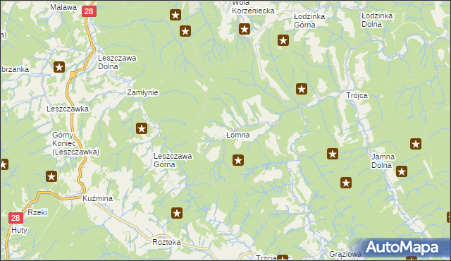 mapa Łomna gmina Bircza, Łomna gmina Bircza na mapie Targeo