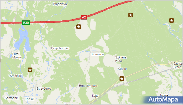 mapa Łomnica gmina Zbąszyń, Łomnica gmina Zbąszyń na mapie Targeo