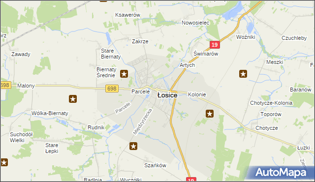 mapa Łosice, Łosice na mapie Targeo