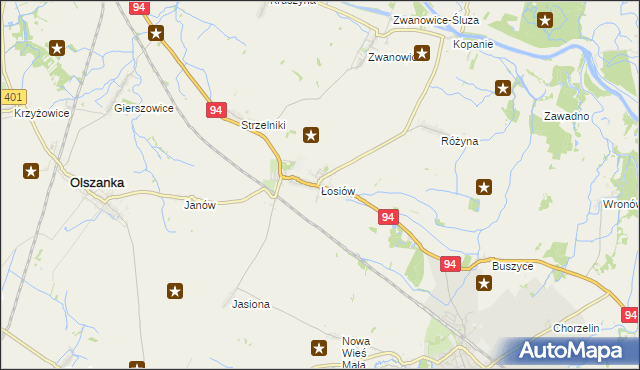 mapa Łosiów, Łosiów na mapie Targeo