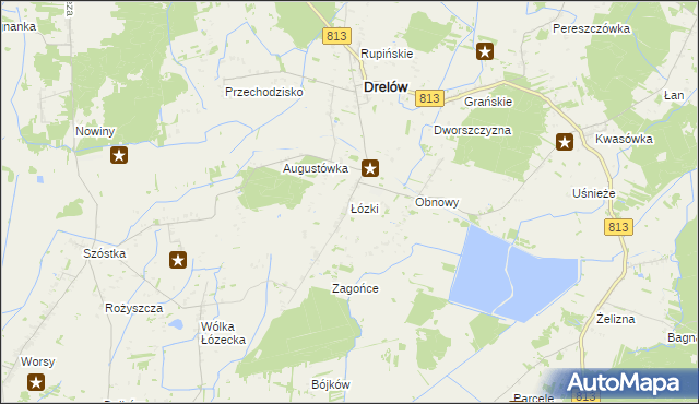 mapa Łózki, Łózki na mapie Targeo