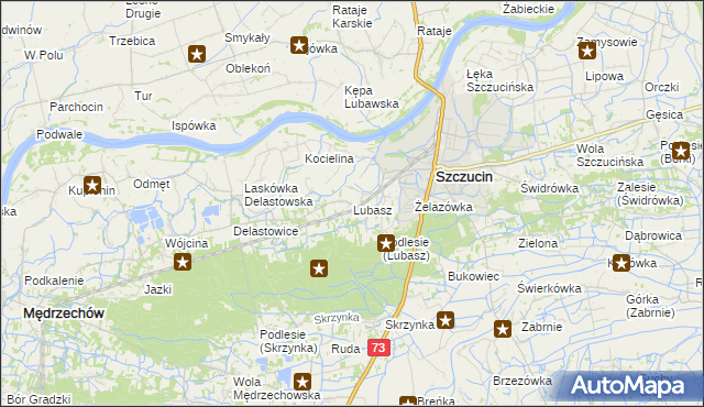 mapa Lubasz gmina Szczucin, Lubasz gmina Szczucin na mapie Targeo