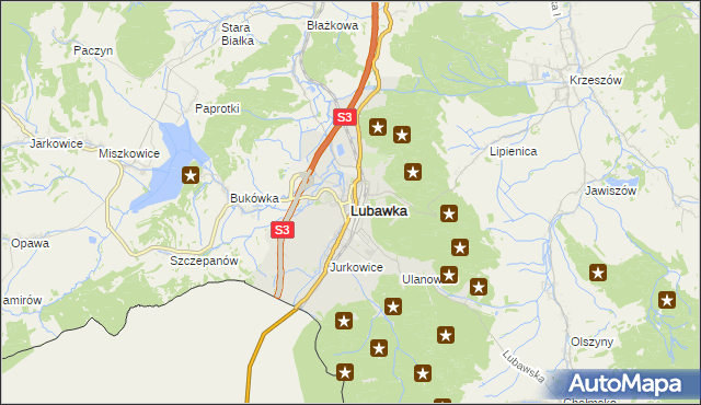 mapa Lubawka, Lubawka na mapie Targeo