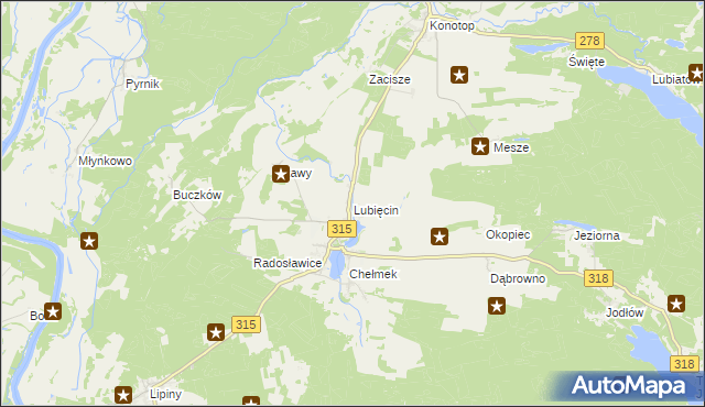 mapa Lubięcin, Lubięcin na mapie Targeo