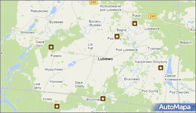 mapa Lubiewo powiat tucholski, Lubiewo powiat tucholski na mapie Targeo